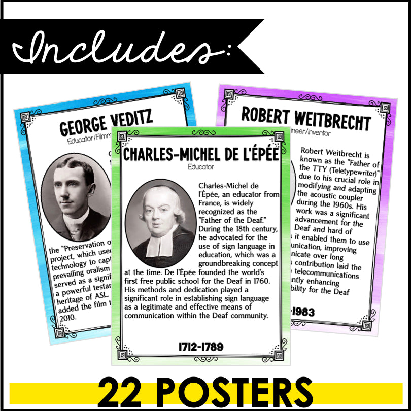 Deaf History Month Posters | Trailblazers Who Shaped Deaf Education and Culture