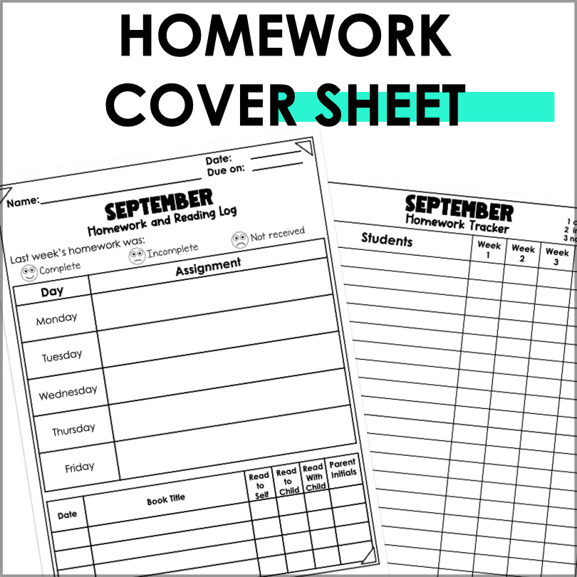 Editable Homework Cover Sheet with Reading Log | Strengthen Home and School Connection