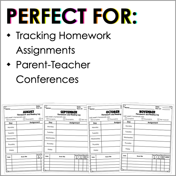Editable Homework Cover Sheet with Reading Log | Strengthen Home and School Connection