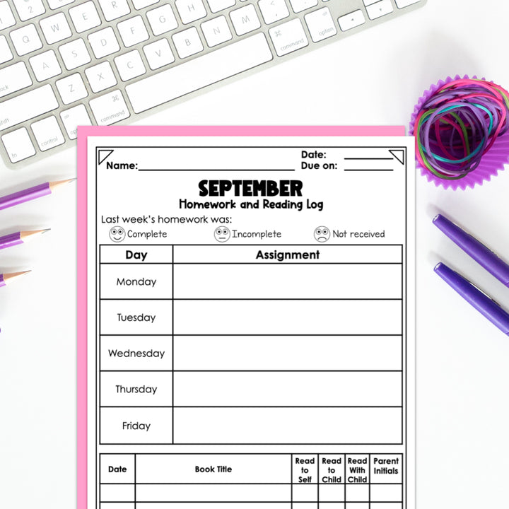 Editable Homework Cover Sheet with Reading Log | Strengthen Home and School Connection