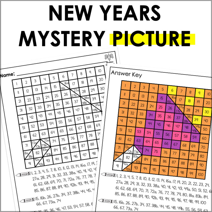 New Year’s Mystery Picture Hundreds Chart | Festive Math Fun