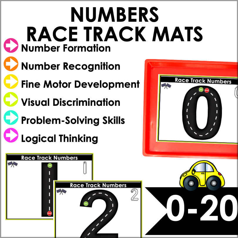 Fine Motor Skills Activities | Race Car Track Alphabet Letters and Numbers