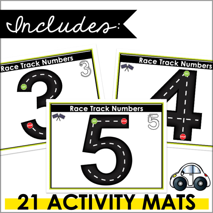 Fine Motor Skills Activities | Race Car Track Alphabet Letters and Numbers
