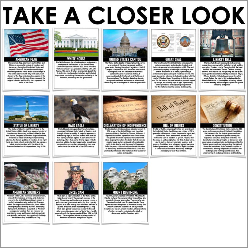 American Heritage: Iconic Symbols of the U.S. Poster Set - Teacher Jeanell