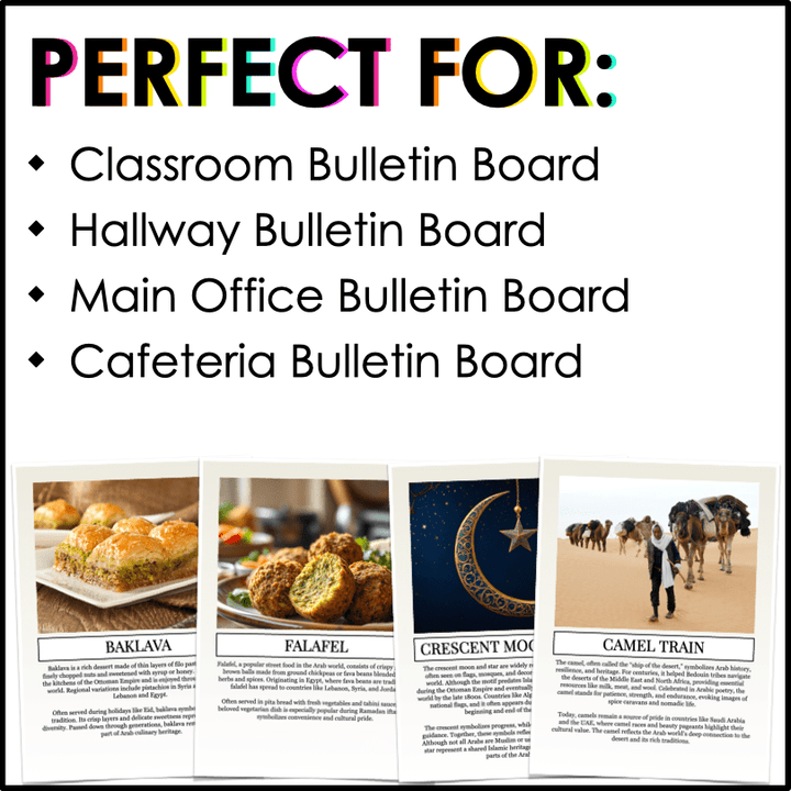 Arab American Heritage Food and Culture Bulletin Board Posters - Teacher Jeanell