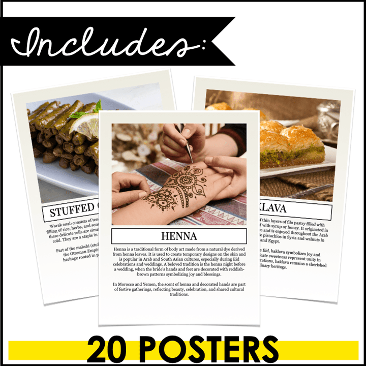 Arab American Heritage Food and Culture Bulletin Board Posters - Teacher Jeanell