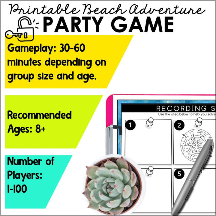 Beach Escape Room Game | Birthday Party Puzzles | Printable Escape Room Game - Teacher Jeanell