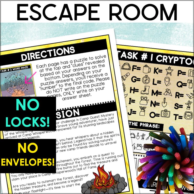 Camp Adventure Printable Escape Room Game - Teacher Jeanell