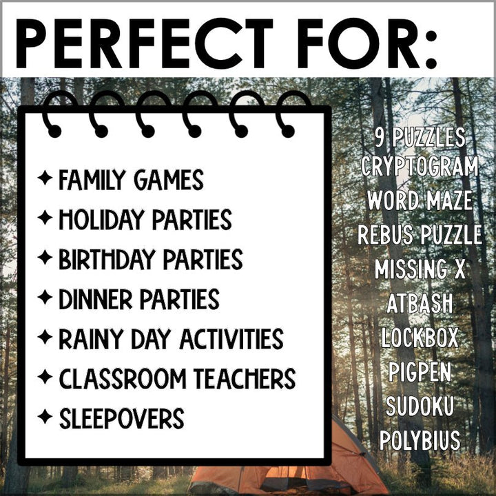 Camp Adventure Printable Escape Room Game - Teacher Jeanell