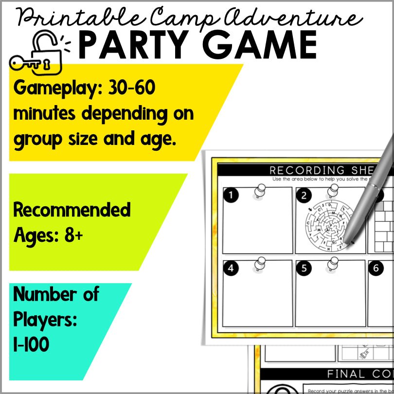 Camp Adventure Printable Escape Room Game - Teacher Jeanell