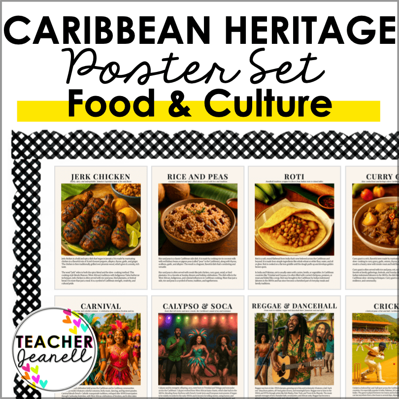 Caribbean American Heritage Month Bulletin Board Posters – Vibrant Cultural Art for Classrooms, Offices, and Homes - Real Photos - Teacher Jeanell