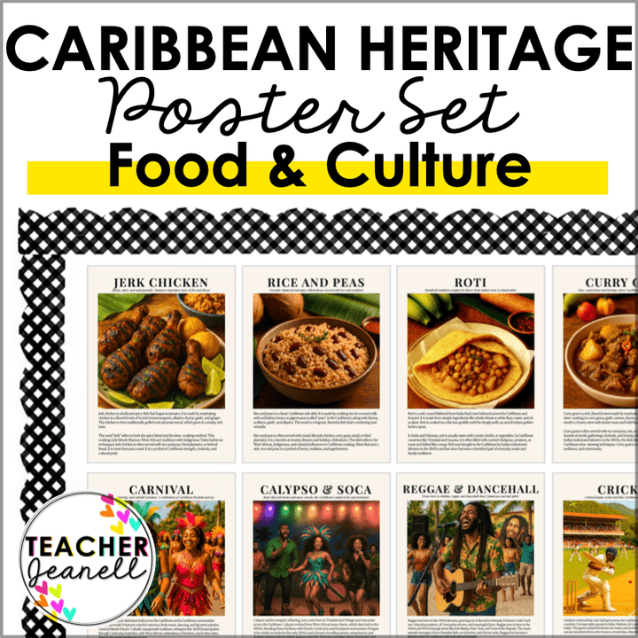 Caribbean American Heritage Month Bulletin Board Posters – Vibrant Cultural Art for Classrooms, Offices, and Homes - Real Photos - Teacher Jeanell