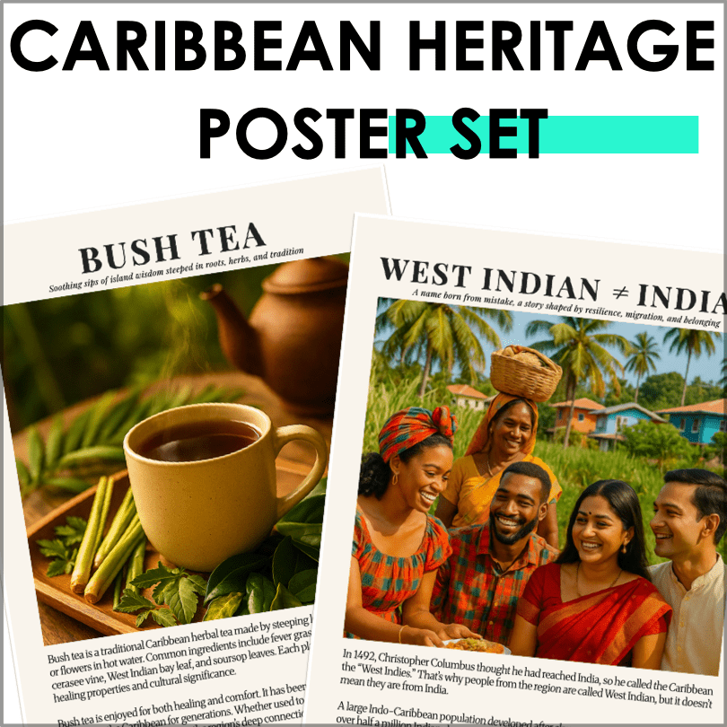 Caribbean American Heritage Month Bulletin Board Posters – Vibrant Cultural Art for Classrooms, Offices, and Homes - Real Photos - Teacher Jeanell