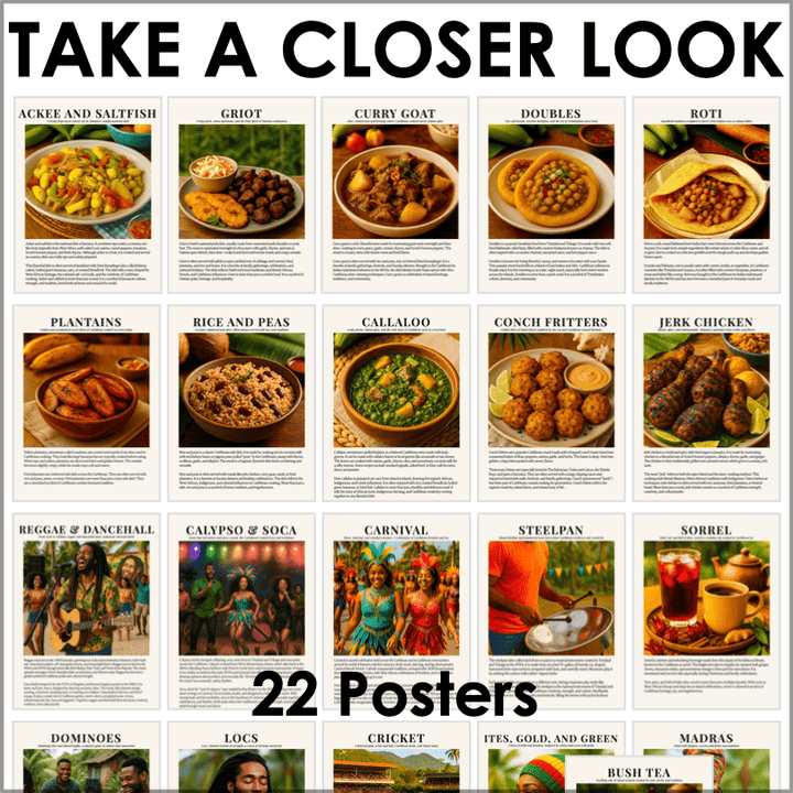 Caribbean American Heritage Month Bulletin Board Posters – Vibrant Cultural Art for Classrooms, Offices, and Homes - Real Photos - Teacher Jeanell