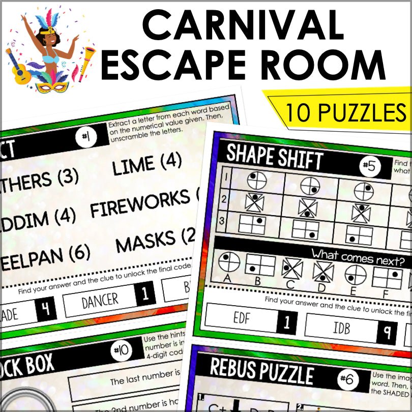 Caribbean Carnival Party Game | Carnival in the Caribbean Printable Escape Room Game - Teacher Jeanell