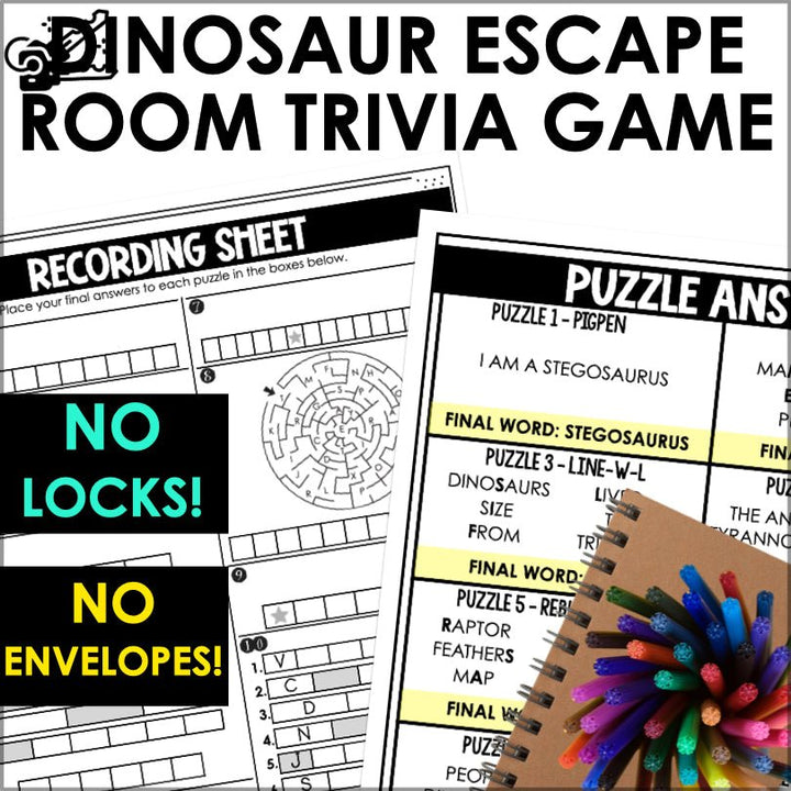 Dinosaur Escape Room Trivia Game for Kids - Teacher Jeanell