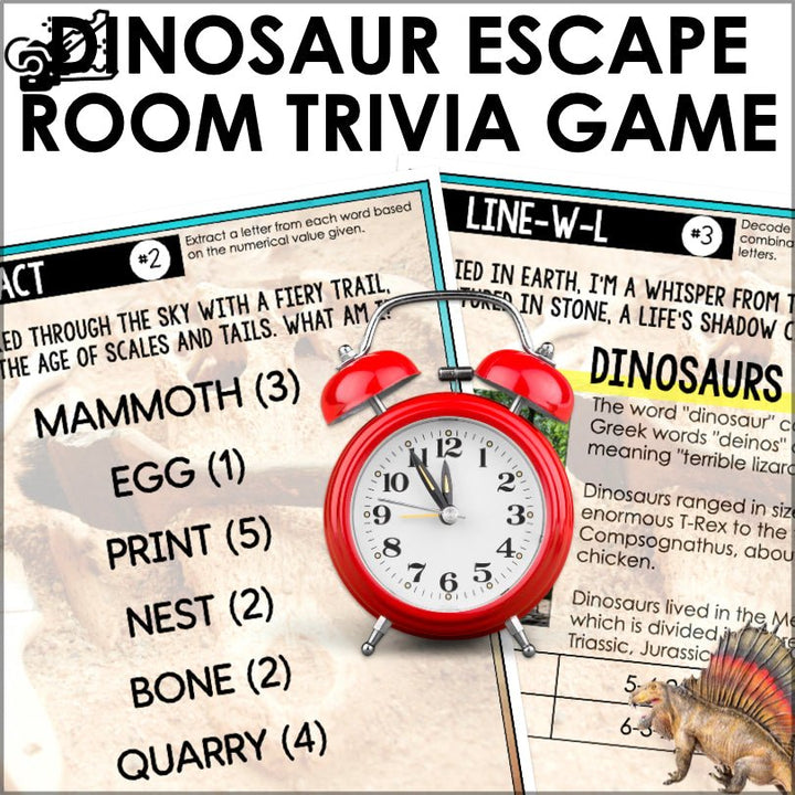 Dinosaur Escape Room Trivia Game for Kids - Teacher Jeanell
