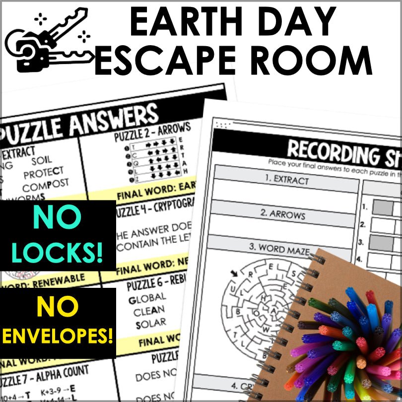 Earth Day Escape Room Game for Ages 8+ | Kids Printable Earth Day Game | Kids Puzzle Adventure Kit - Teacher Jeanell