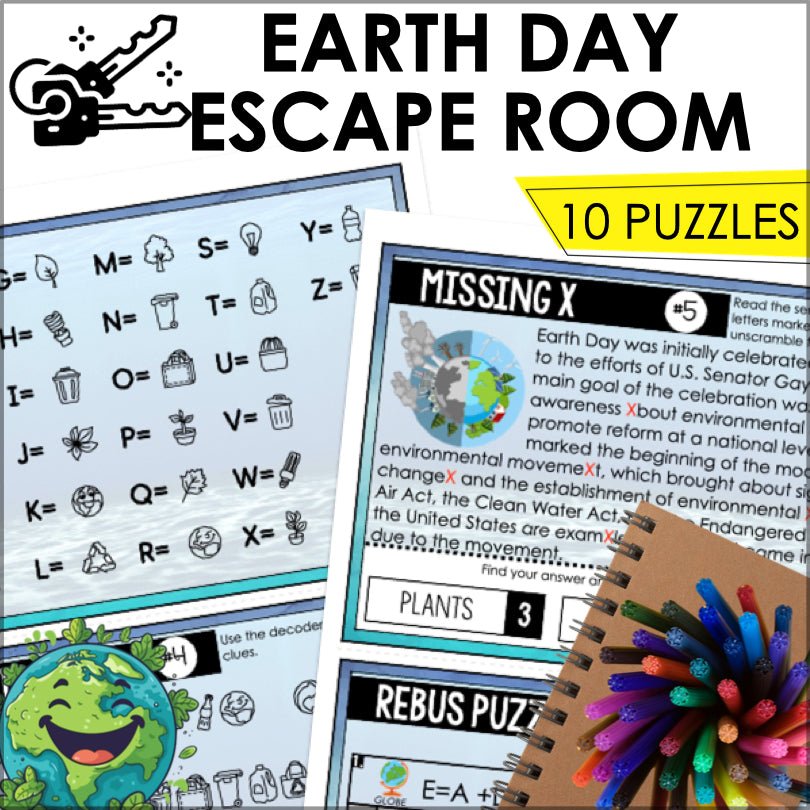 Earth Day Escape Room Game for Ages 8+ | Kids Printable Earth Day Game | Kids Puzzle Adventure Kit - Teacher Jeanell