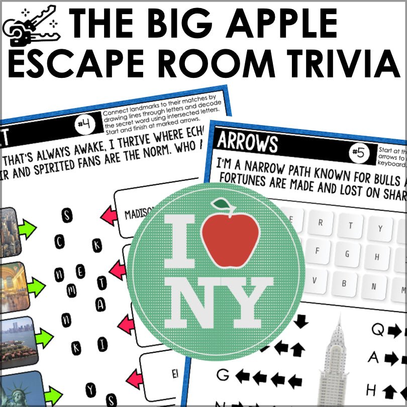 Escape the Big Apple: NYC Heist Trivia Game - Printable Escape Room Family Game Educational Puzzle - Teacher Jeanell