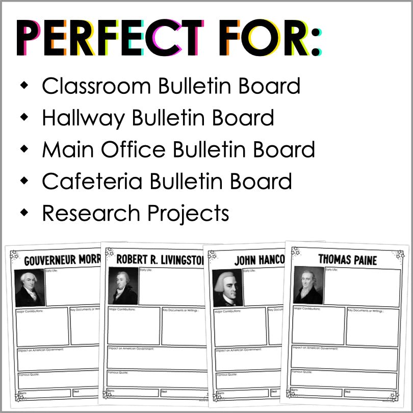FOUNDING FATHERS GRAPHIC ORGANIZERS | FOURTH OF JULY INDEPENDENCE DAY RESEARCH PROJECT | HISTORICAL FIGURES OF THE AMERICAN REVOLUTION - Teacher Jeanell