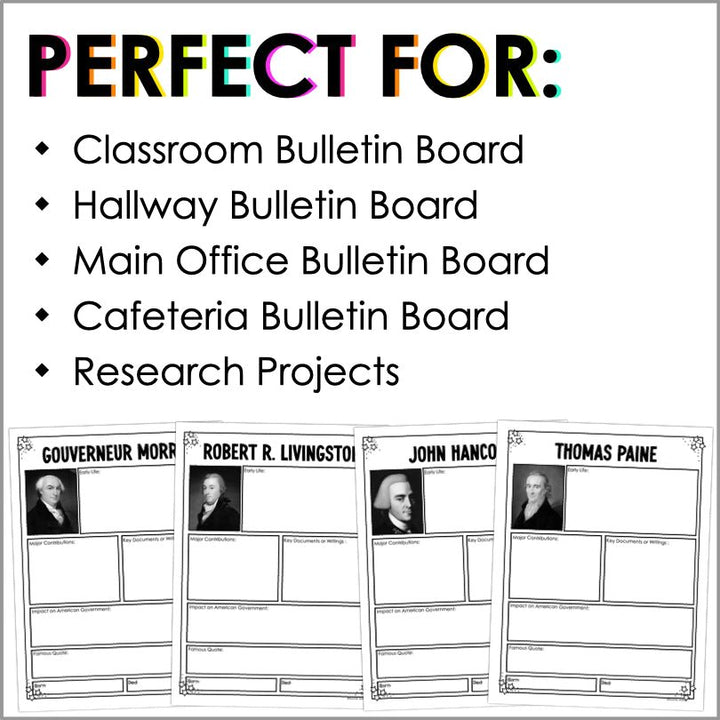 FOUNDING FATHERS GRAPHIC ORGANIZERS | FOURTH OF JULY INDEPENDENCE DAY RESEARCH PROJECT | HISTORICAL FIGURES OF THE AMERICAN REVOLUTION - Teacher Jeanell