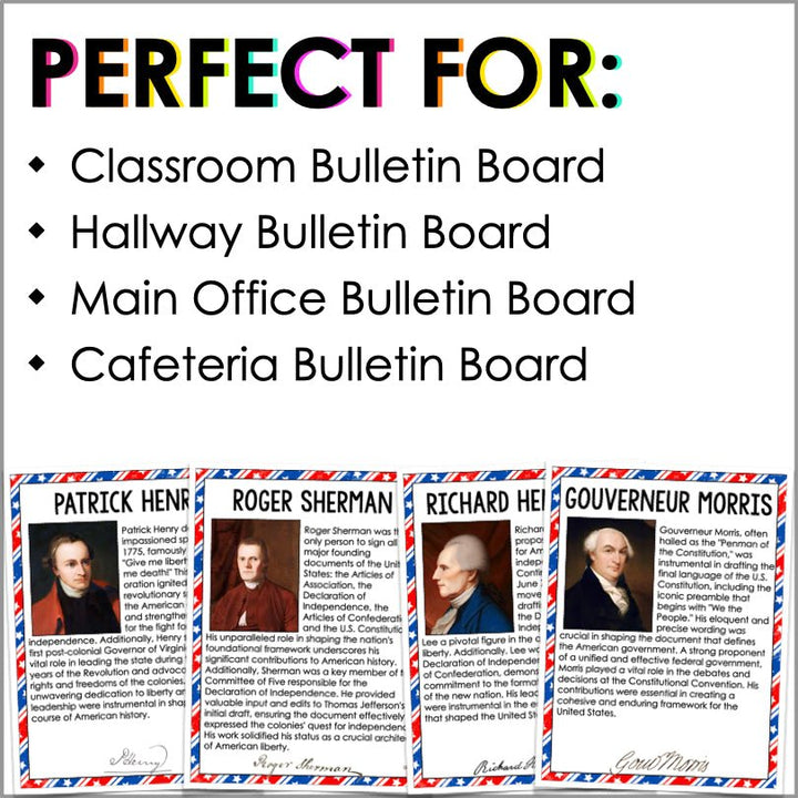 Founding Fathers Poster Set | Fourth of July Independence Day Bulletin Board | Historical Figures of the American Revolution - Teacher Jeanell