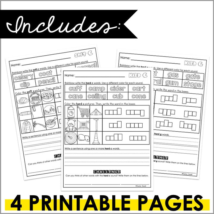Hard and Soft C and G Mastery: Engaging Worksheets for Word Practice - Teacher Jeanell