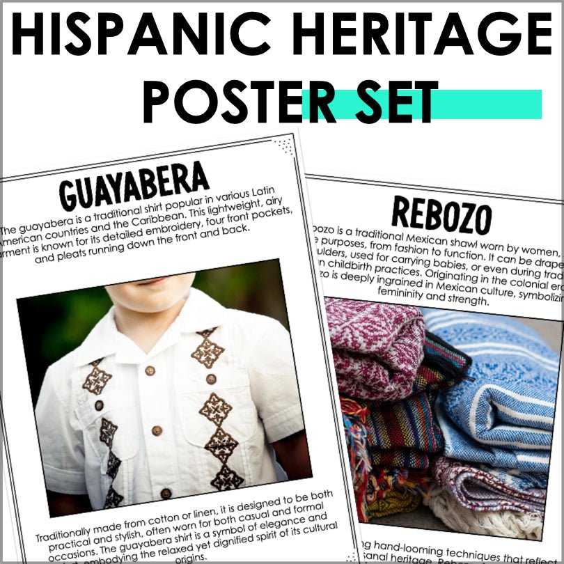 Hispanic Heritage Month Bulletin Board Posters Food & Cultural Celebration - Teacher Jeanell