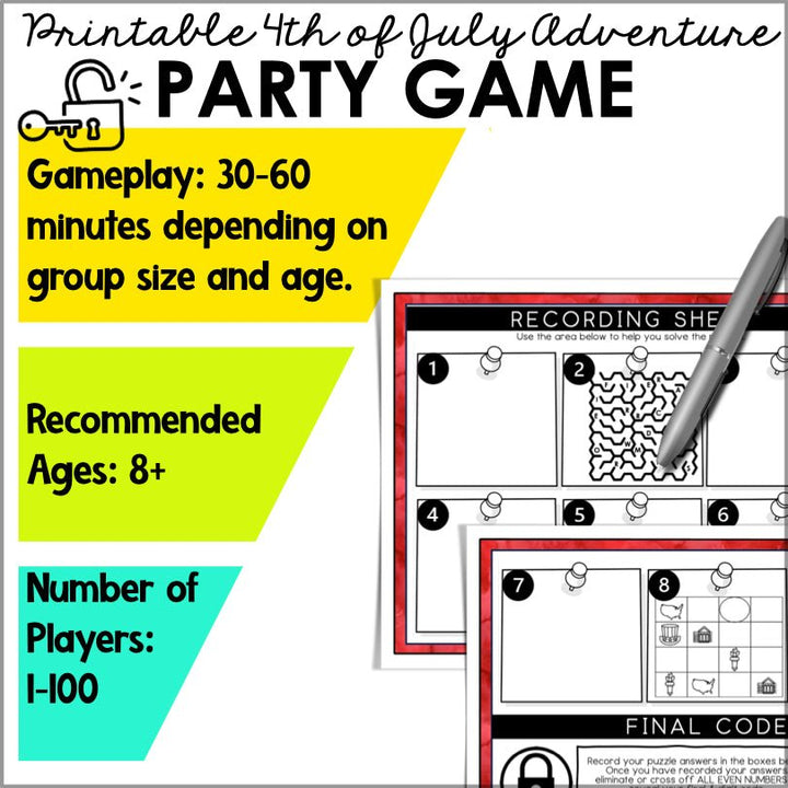 Independence Day Fourth of July Escape Room Game - Teacher Jeanell