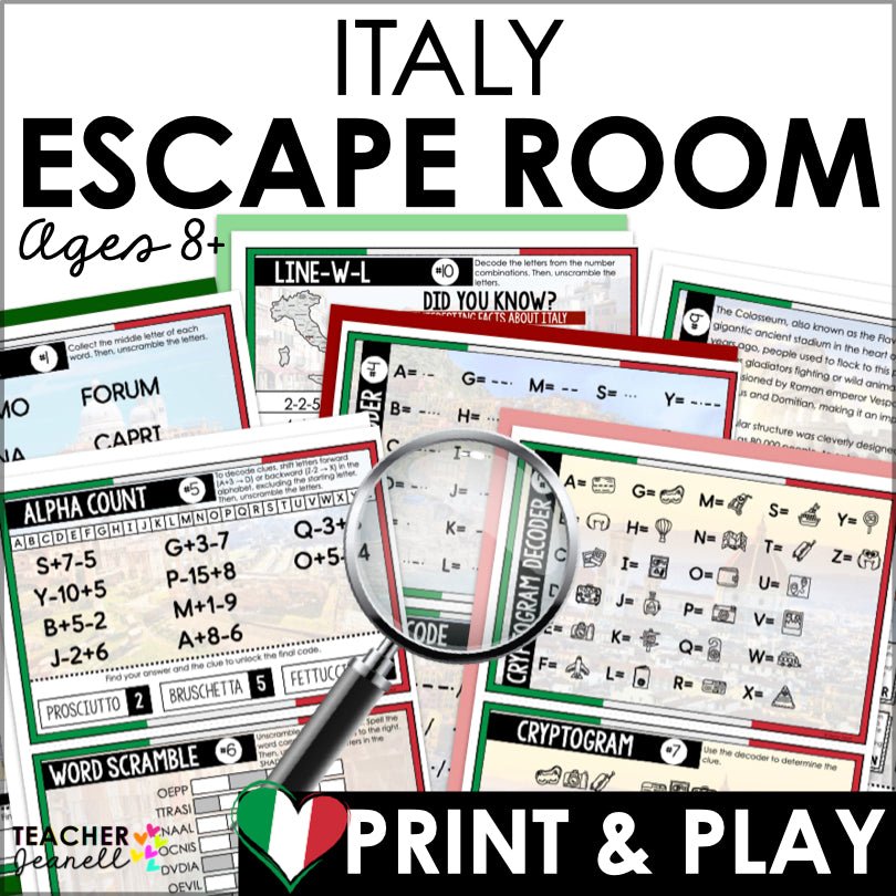 Italy Escape Room Game | Italian Escape Room Game for Family Fun - Teacher Jeanell