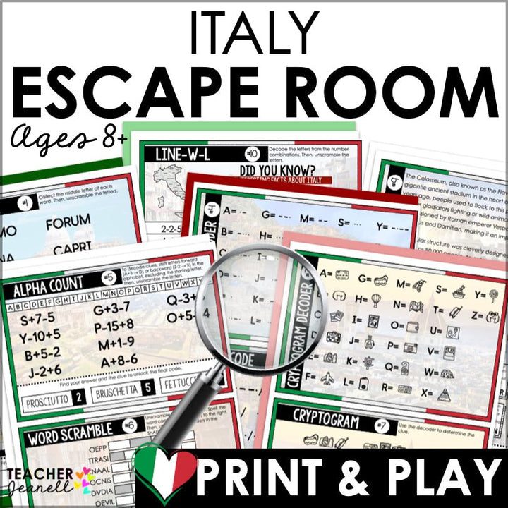 Italy Escape Room Game | Italian Escape Room Game for Family Fun - Teacher Jeanell