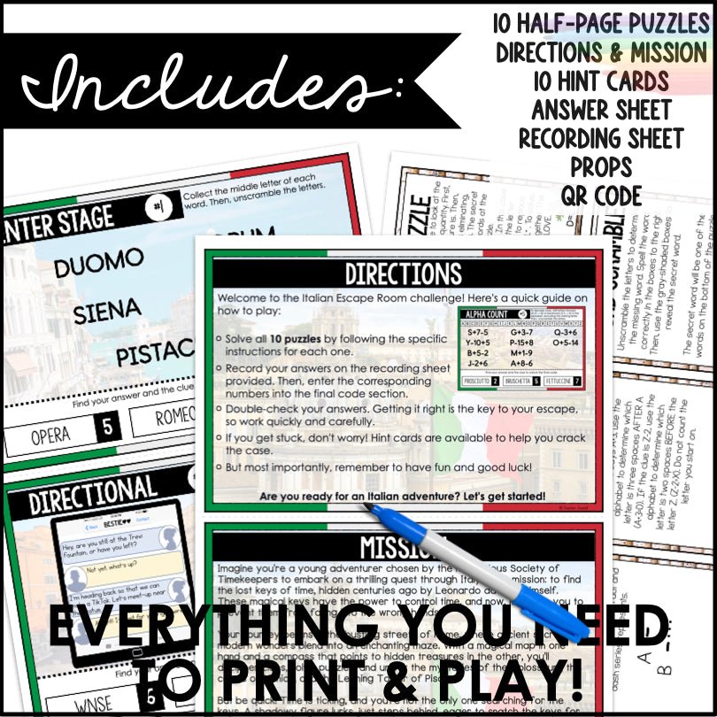 Italy Escape Room Game | Italian Escape Room Game for Family Fun - Teacher Jeanell