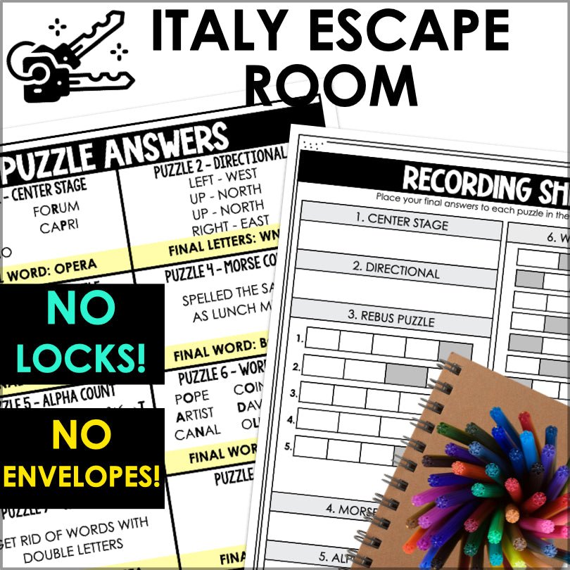Italy Escape Room Game | Italian Escape Room Game for Family Fun - Teacher Jeanell