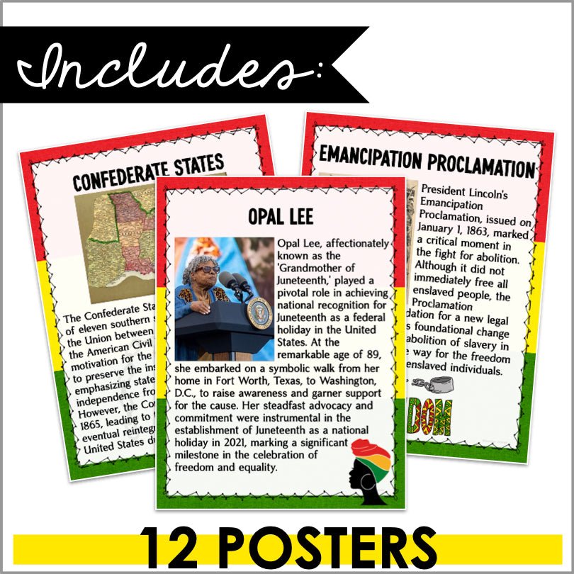 Juneteenth History Bulletin Board Display | Freedom Day Poster Set - Teacher Jeanell