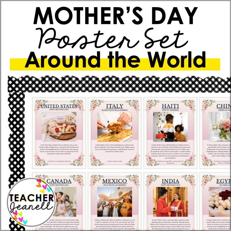 Mother’s Day Traditions Around the World – Printable Cultural Bulletin Board Poster Set - Teacher Jeanell