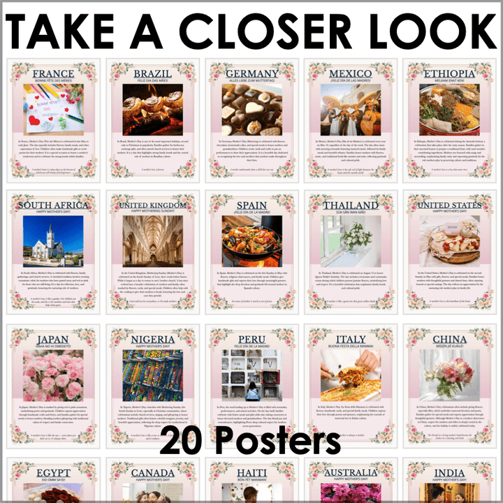 Mother’s Day Traditions Around the World – Printable Cultural Bulletin Board Poster Set - Teacher Jeanell