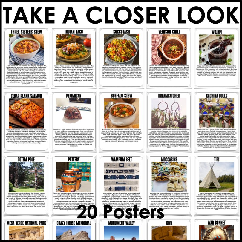 Native American Heritage Posters Food & Culture - Teacher Jeanell