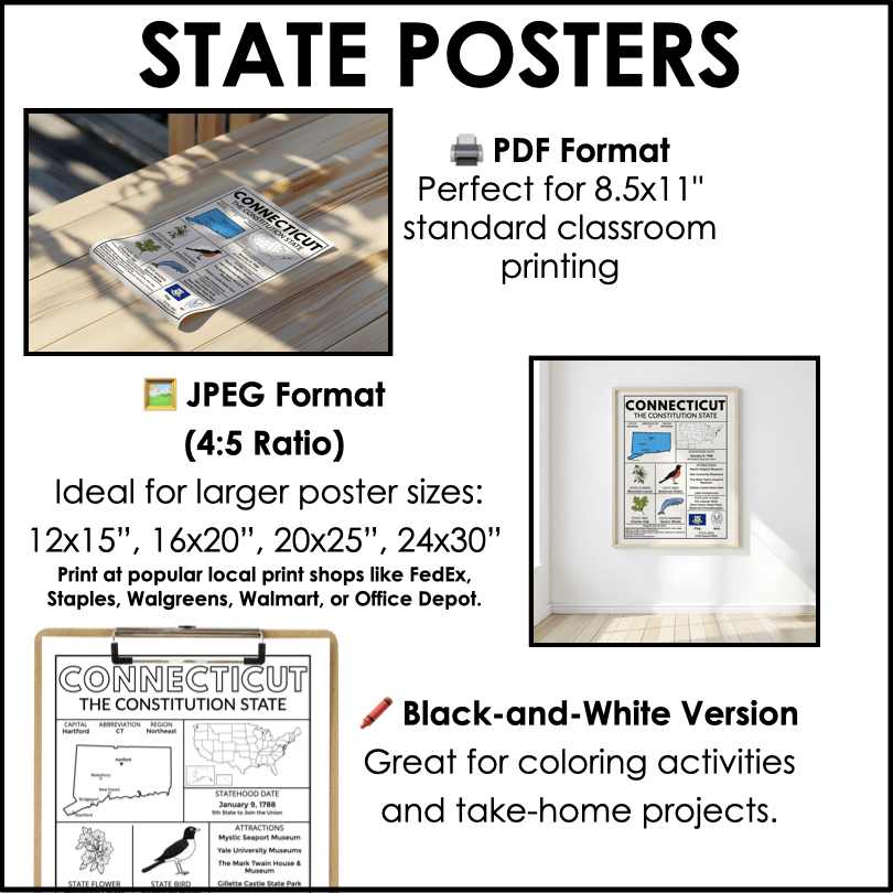 Northeast Region State Facts Poster Bundle – Educational Geography Prints for Classrooms & Home Learning - Teacher Jeanell