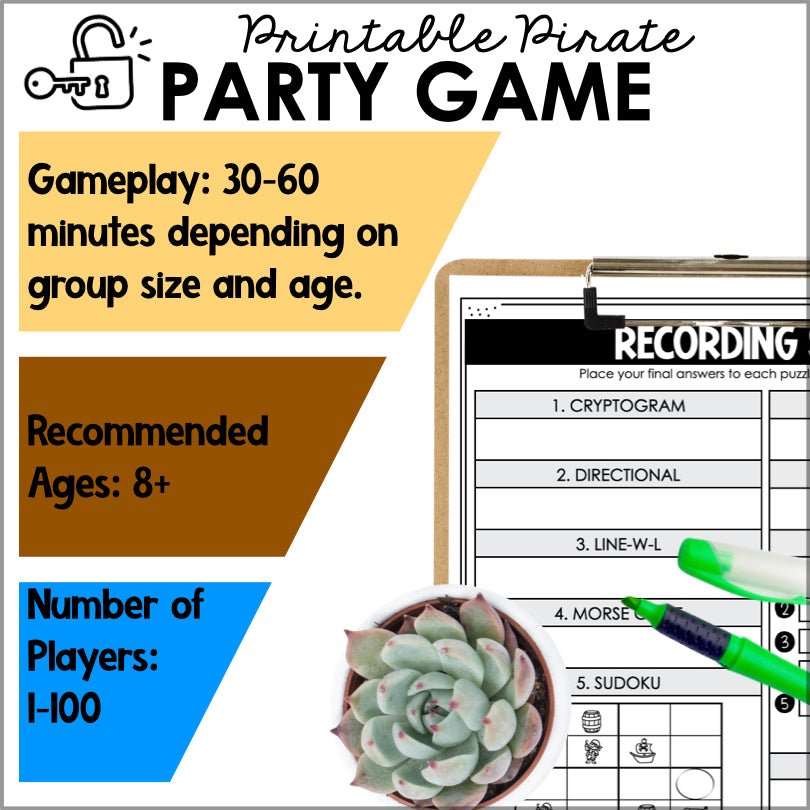 Pirate Escape Room Game| Printable Party Game - Teacher Jeanell