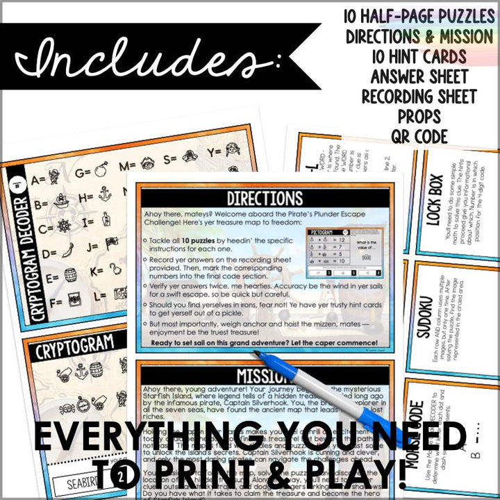Pirate Escape Room Game| Printable Party Game - Teacher Jeanell