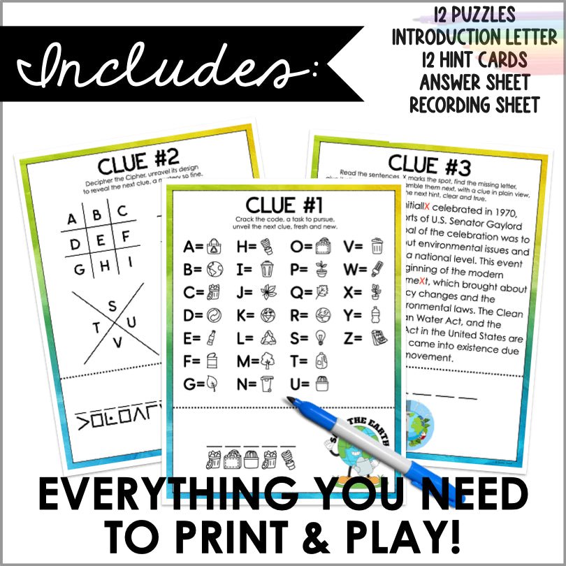 Printable Earth Day Scavenger Hunt Kit | Eco-Friendly Indoor Adventure Game for Kids and Families - Teacher Jeanell