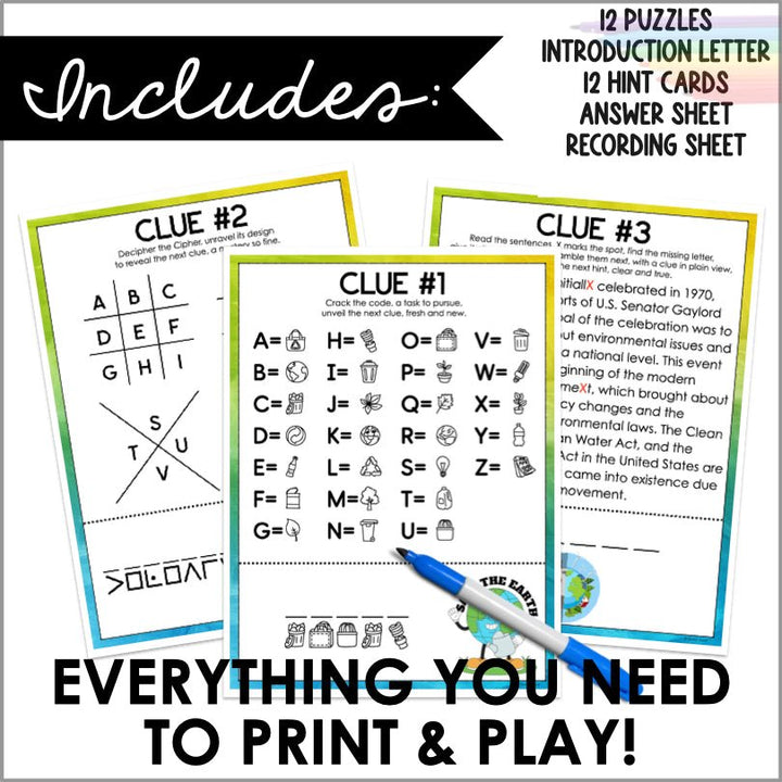 Printable Earth Day Scavenger Hunt Kit | Eco-Friendly Indoor Adventure Game for Kids and Families - Teacher Jeanell
