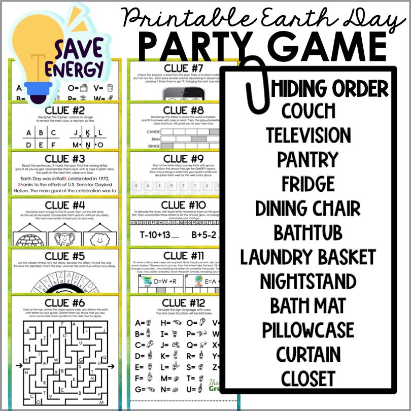 Printable Earth Day Scavenger Hunt Kit | Eco-Friendly Indoor Adventure Game for Kids and Families - Teacher Jeanell