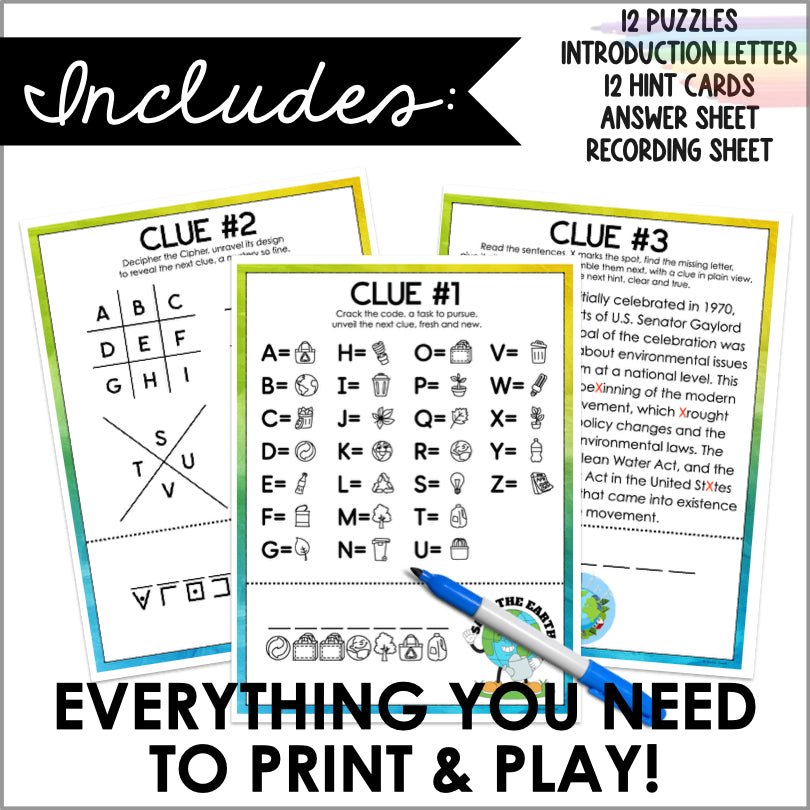 Printable Earth Day Scavenger Hunt Kit | Eco-Friendly Outdoor Adventure Game for Kids and Families - Teacher Jeanell