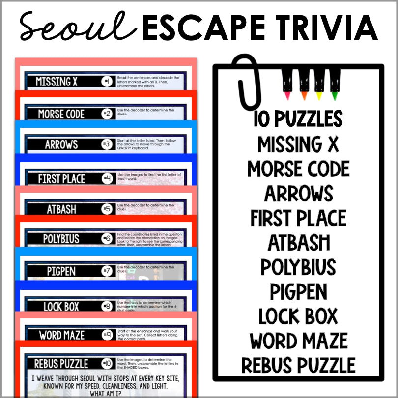 Seoul Escape Room Trivia Game for Kids - Teacher Jeanell