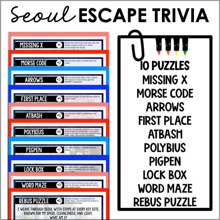 Seoul Escape Room Trivia Game for Kids - Teacher Jeanell