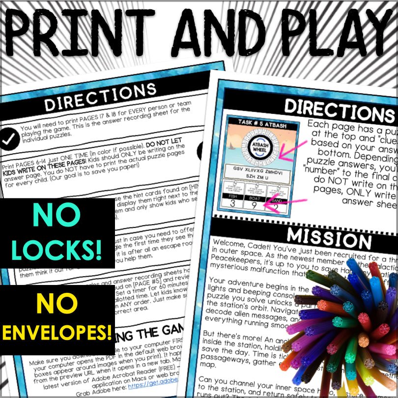 Space Adventure Escape Room Game - Teacher Jeanell