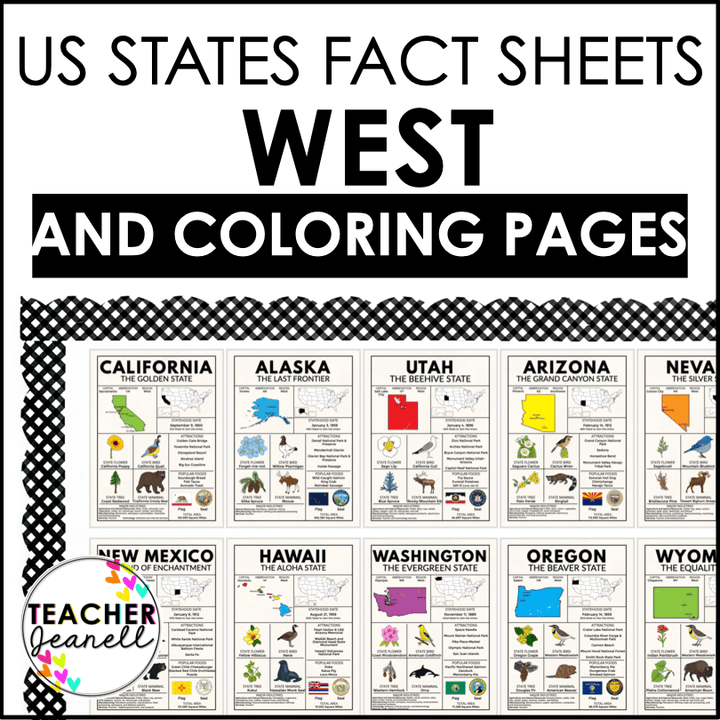 West Region State Facts Poster Bundle – Educational Geography Prints for Classrooms & Home Learning - Teacher Jeanell