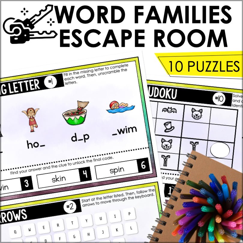 Word Families Escape Room Game | CVC and Blends Phonics End of Year Activities - Teacher Jeanell